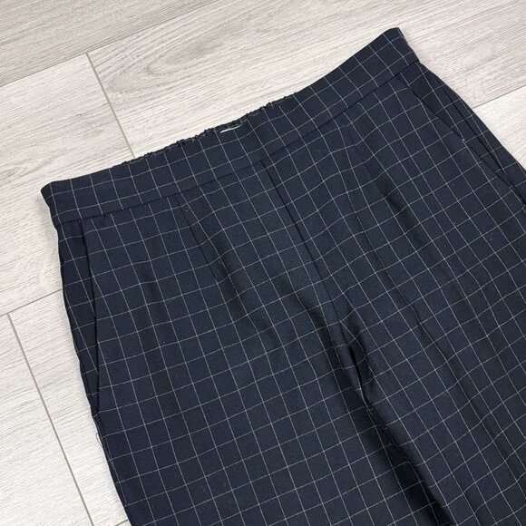 Aritzia Babaton Atelier Womens Navy Check Cropped Work Pants Size 6 - Picture 3 of 6